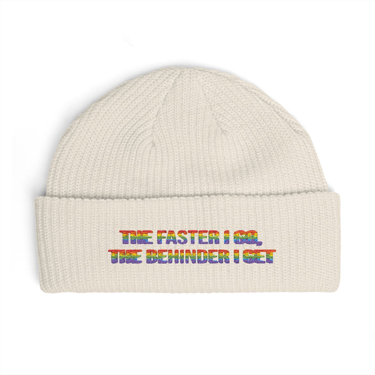 Rainbow Text Patch Cuff Beanie | Pride Embroidered Hat