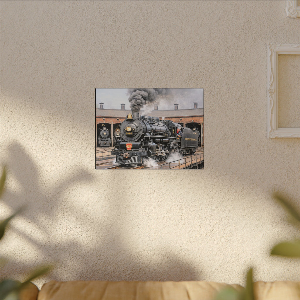 Vintage Steam Locomotive Canvas Print — Pennsylvania Railroad Train Wall Art