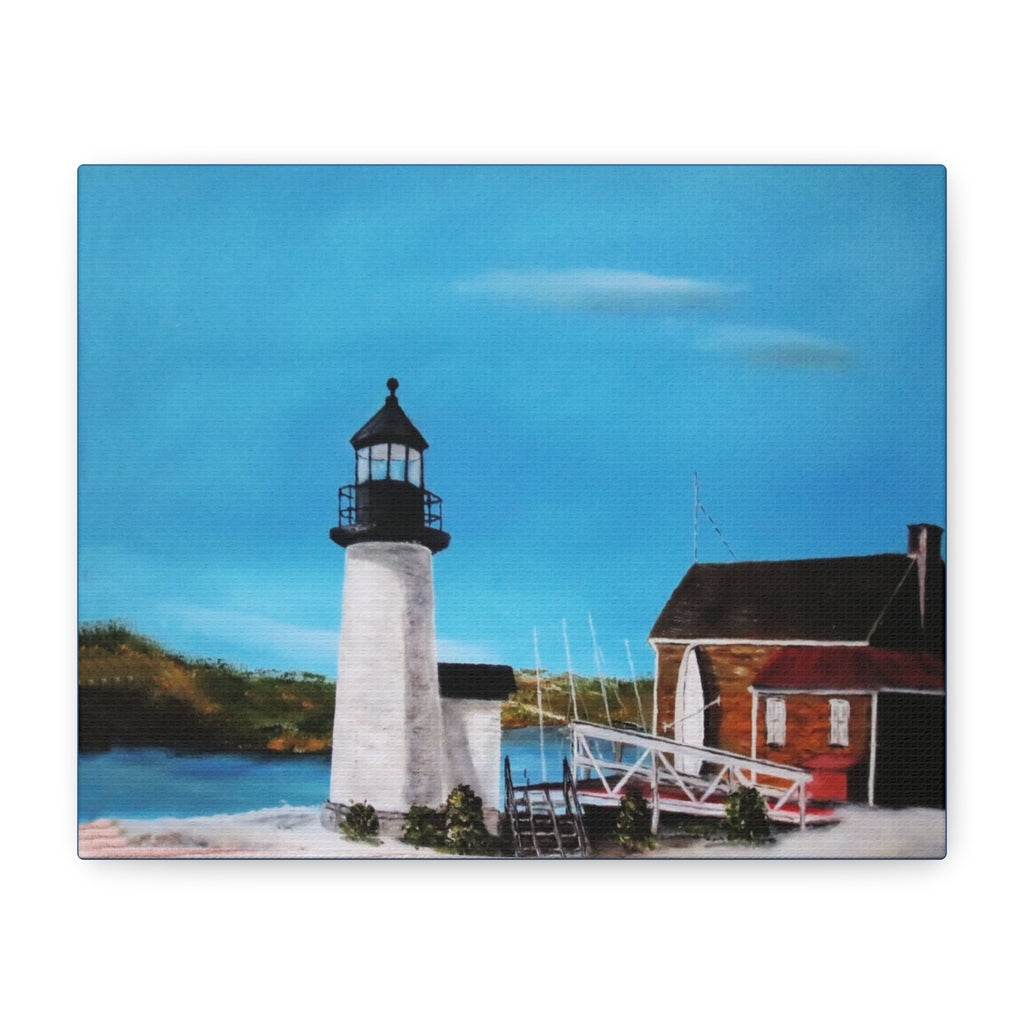 Lighthouse Coastal Painting Canvas | Matte Stretched Wall Art