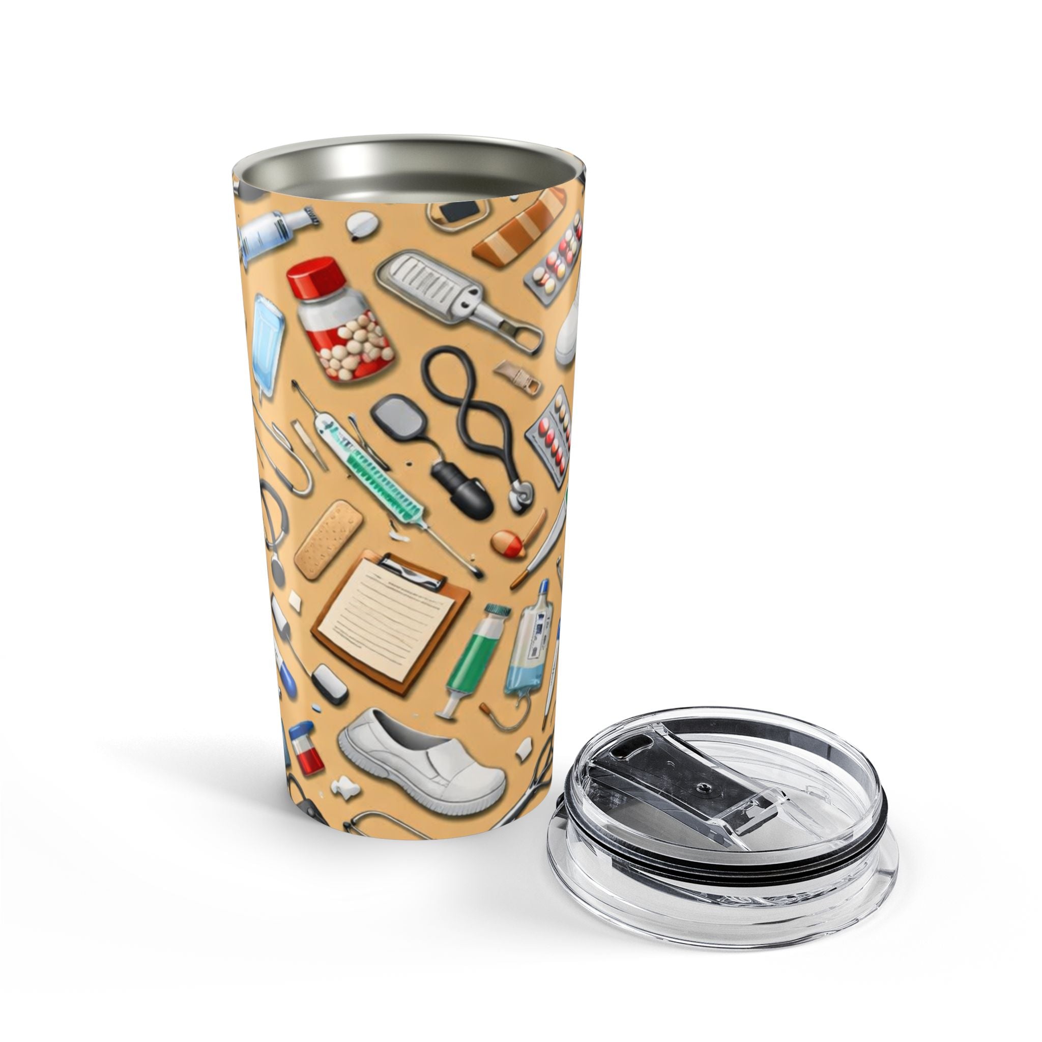 Medical Supplies Pattern Tumbler 20oz | Nurse Doctor Stethoscope Clipboard