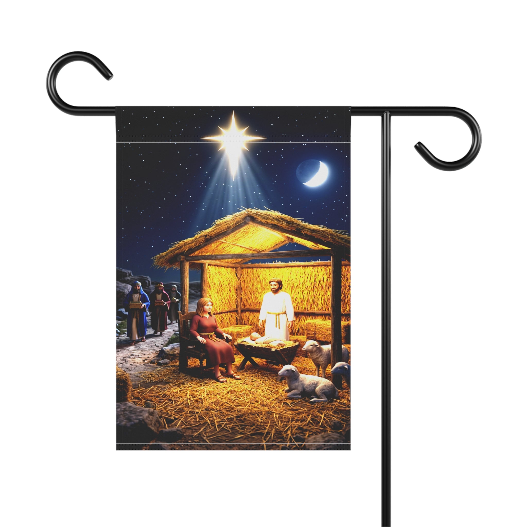 Nativity Scene Garden Banner | Christmas Manger Outdoor Flag