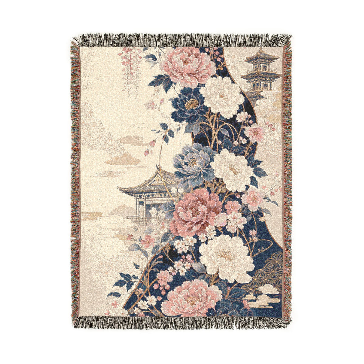 Vintage Floral Tapestry Woven Blanket - Boho Rose