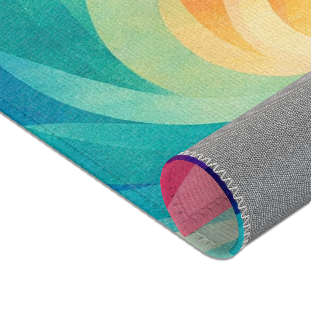 Rainbow Swirl Area Rug | Abstract Colorful Spiral
