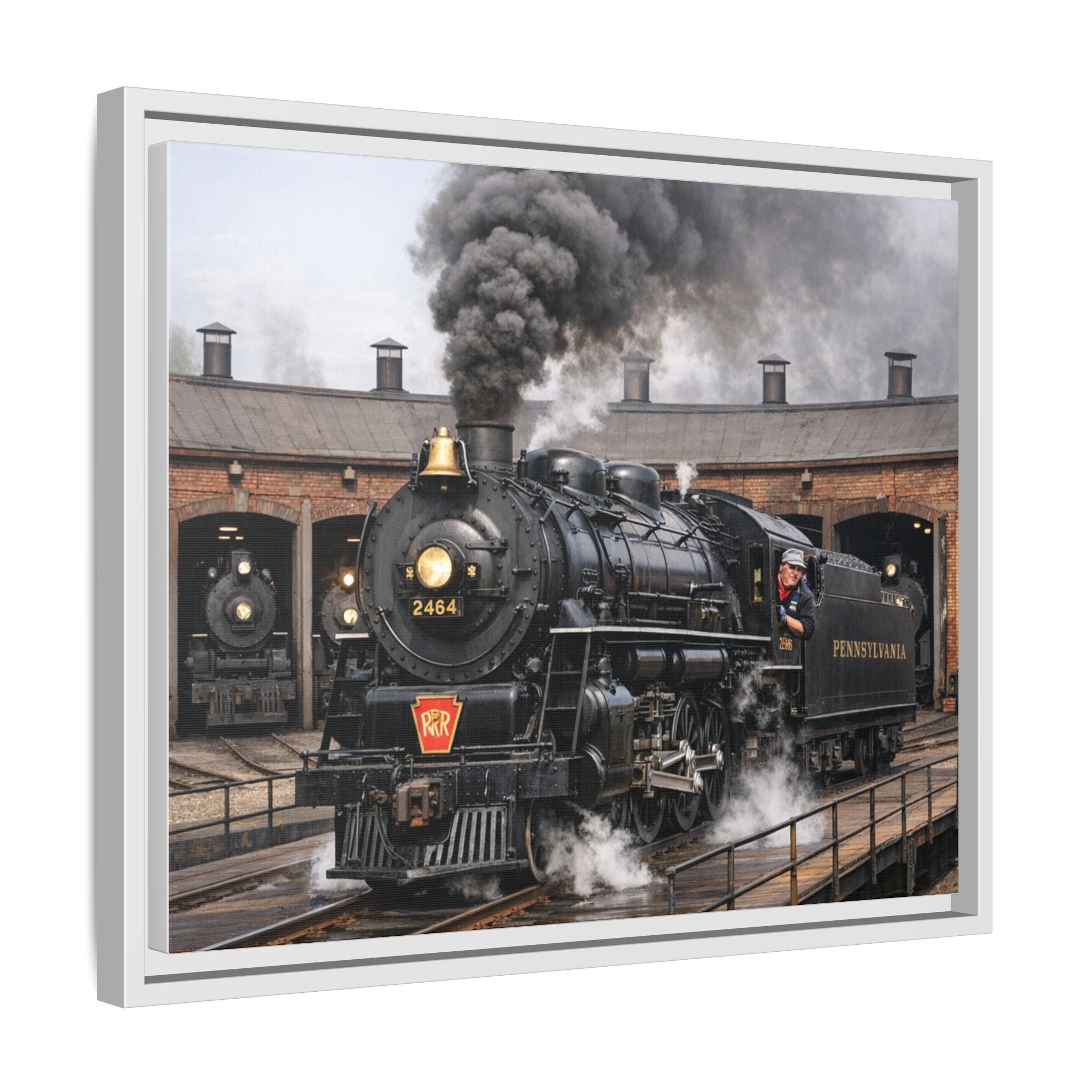 Framed Steam Train/Matte Canvas60 (Multi-color)