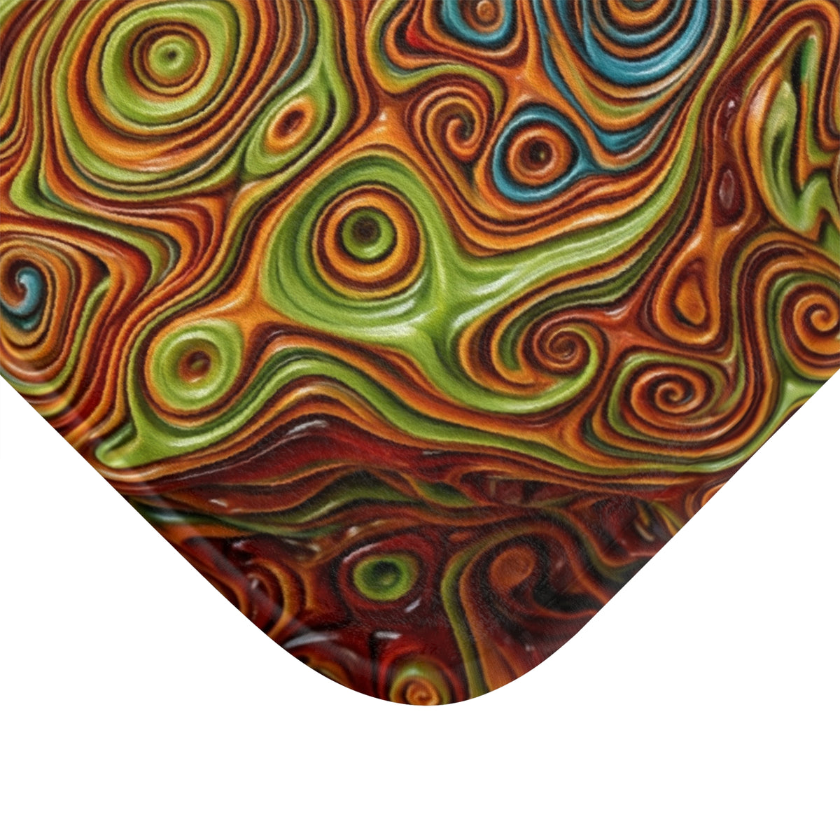 Abstract Swirl Pattern Bath Mat | Psychedelic Orange & Green Bath Mat