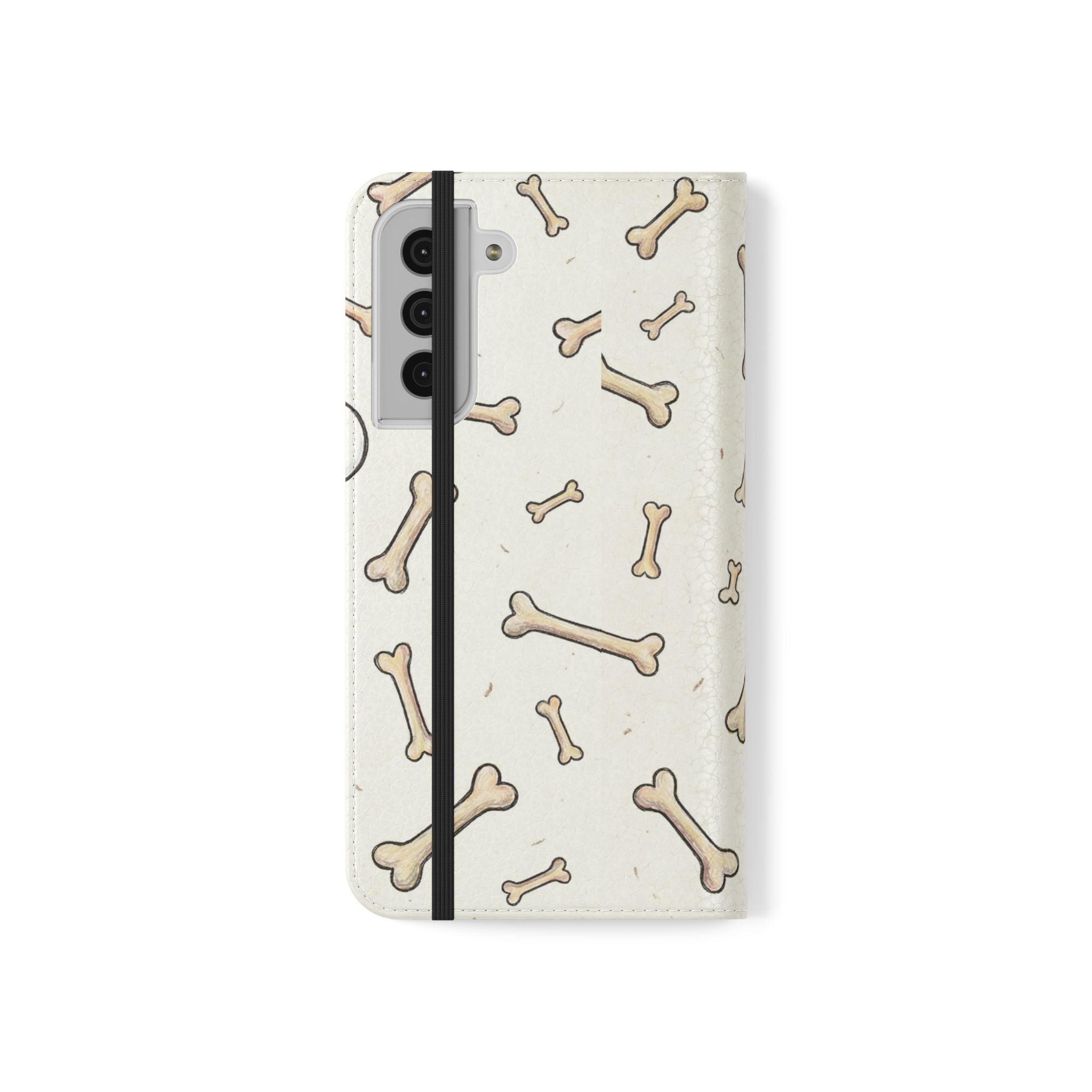 Pug & Bones Phone Flip Case / Cute Dog Wallet Cover