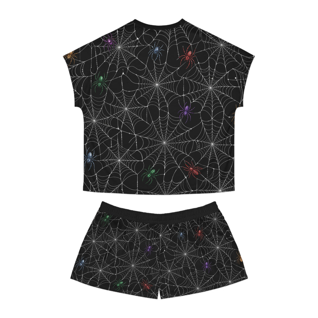 Colorful Spiders on Webs Pajama Set | Short Pajama Set