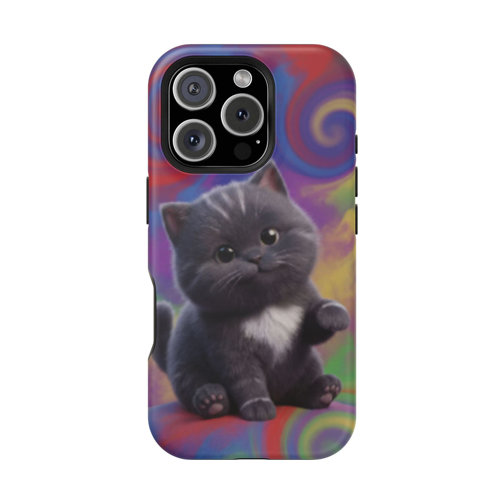 Kawaii Gray Kitten phone case | Impact-Resistant Case