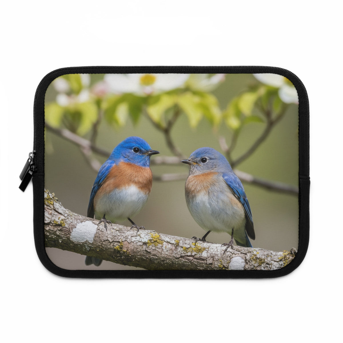 Laptop Sleeve Eastern Bluebirds on Branch | Nature Bird Photography