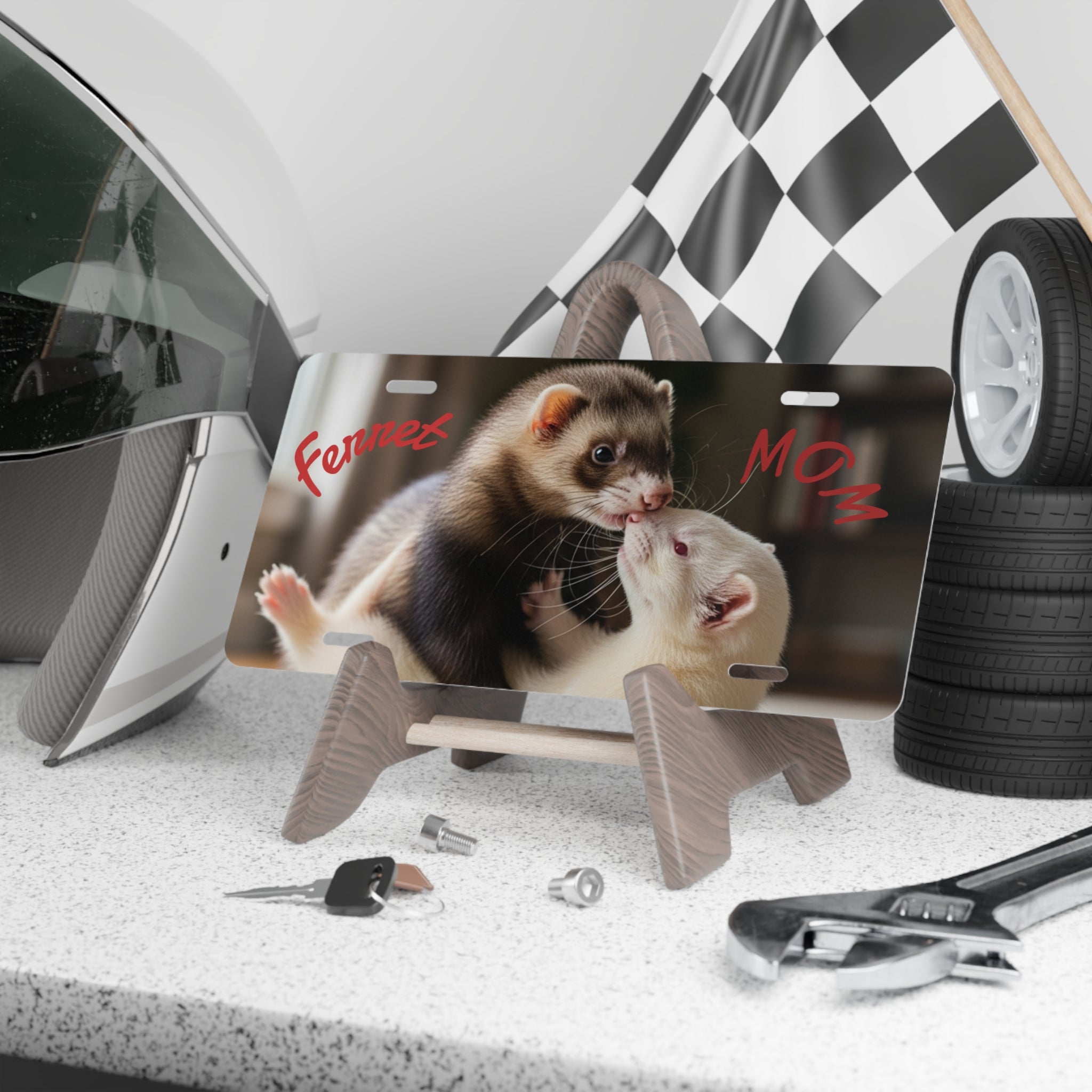 Vanity Plate Ferret MOM Playful Ferret Photo