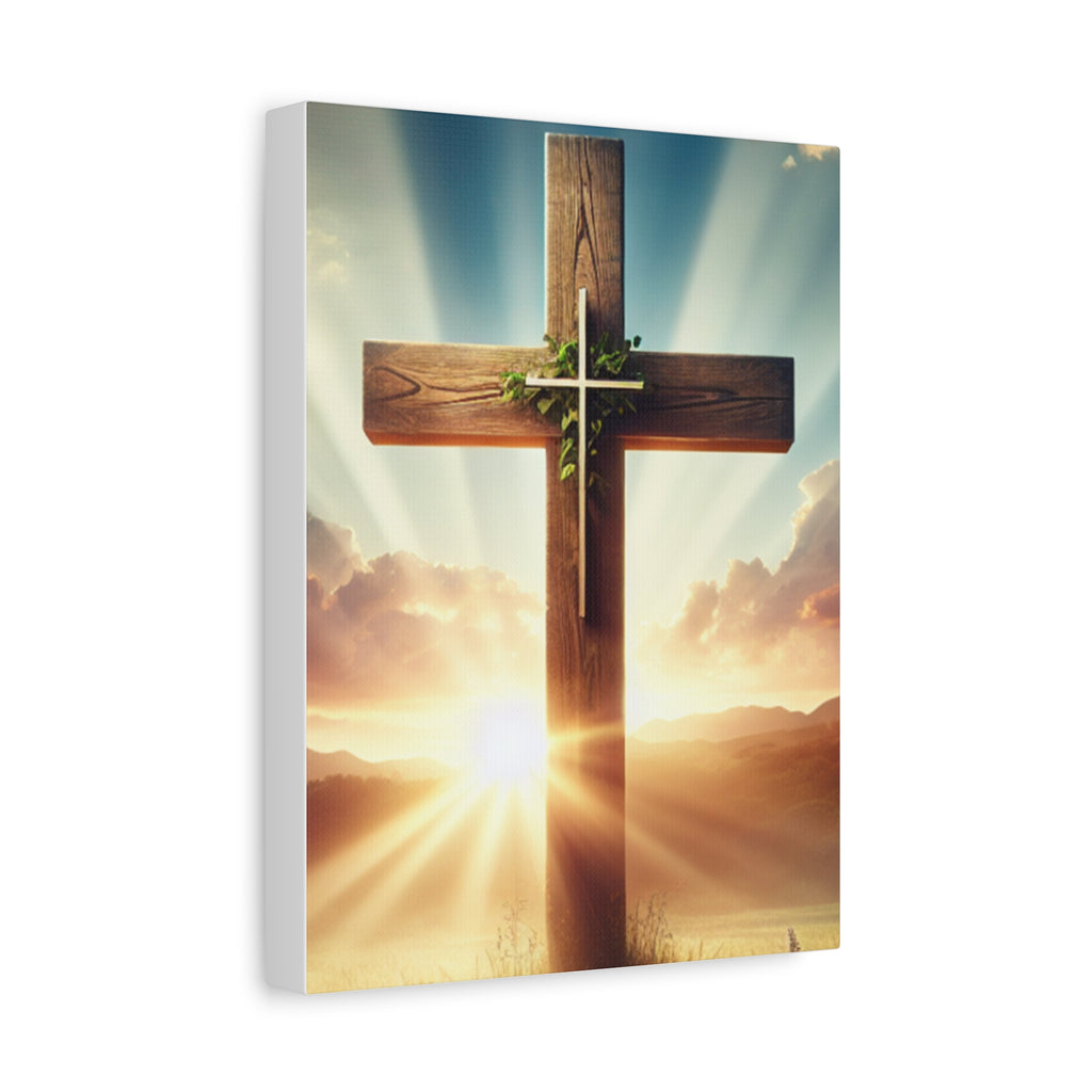 Sunrise Cross Matte Canvas Wall Art / Christian Inspirational Religious Home Decor