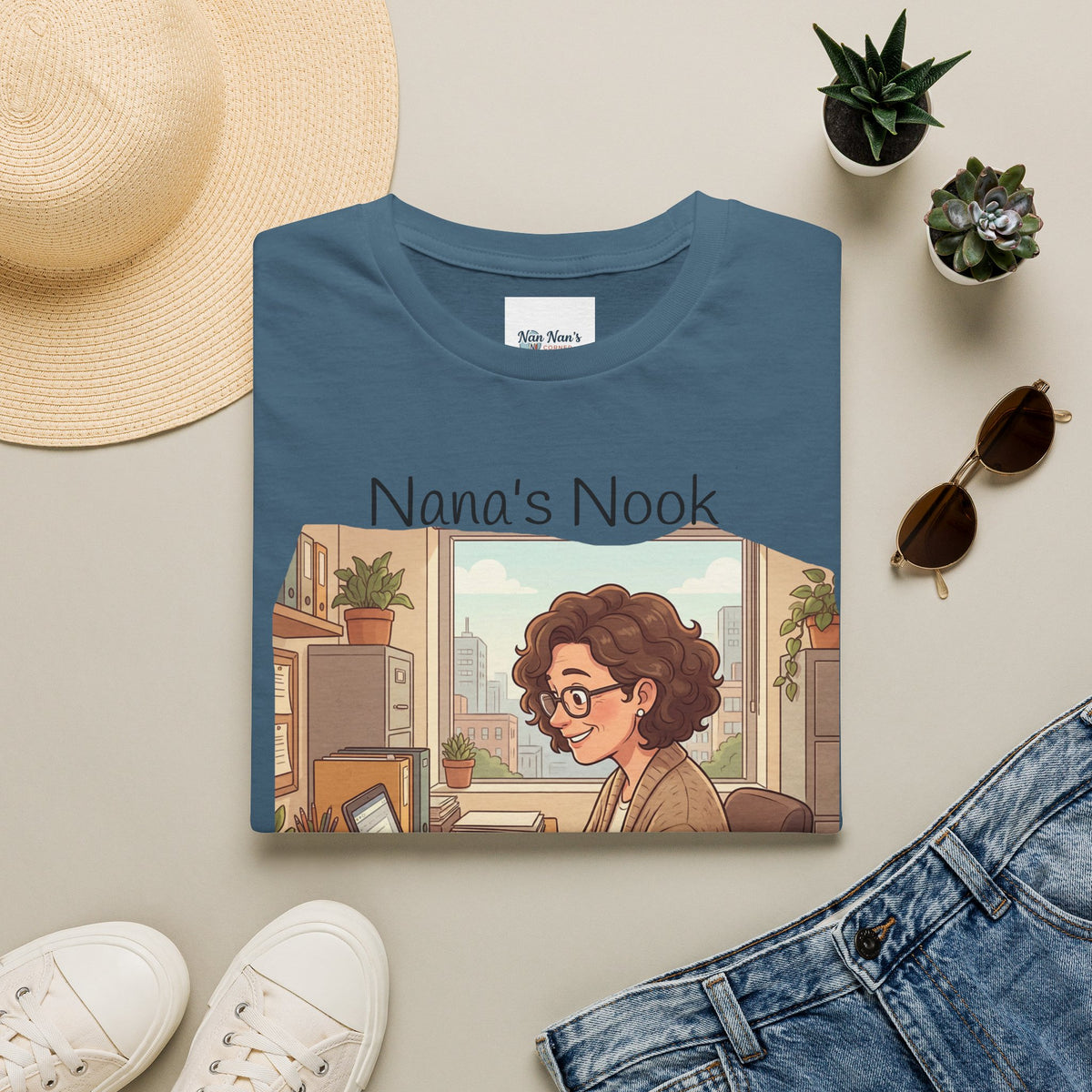 T-Shirt / "Nana's Nook: My Manager Has Whiskers" Cozy Grandma Cat Lover Tee