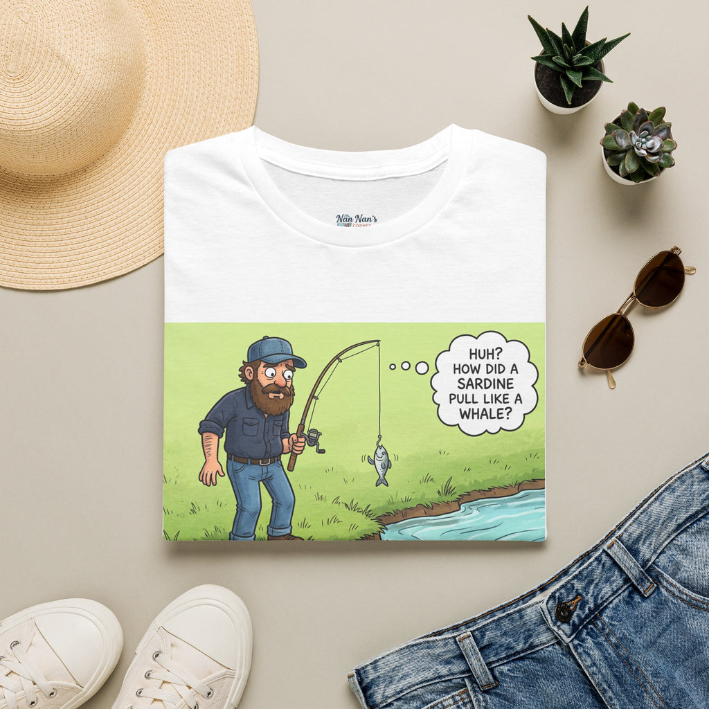 Fishing Bass Cartoon Unisex Graphic T-Shirt – Funny Lure Pond Fish Cotton Tee