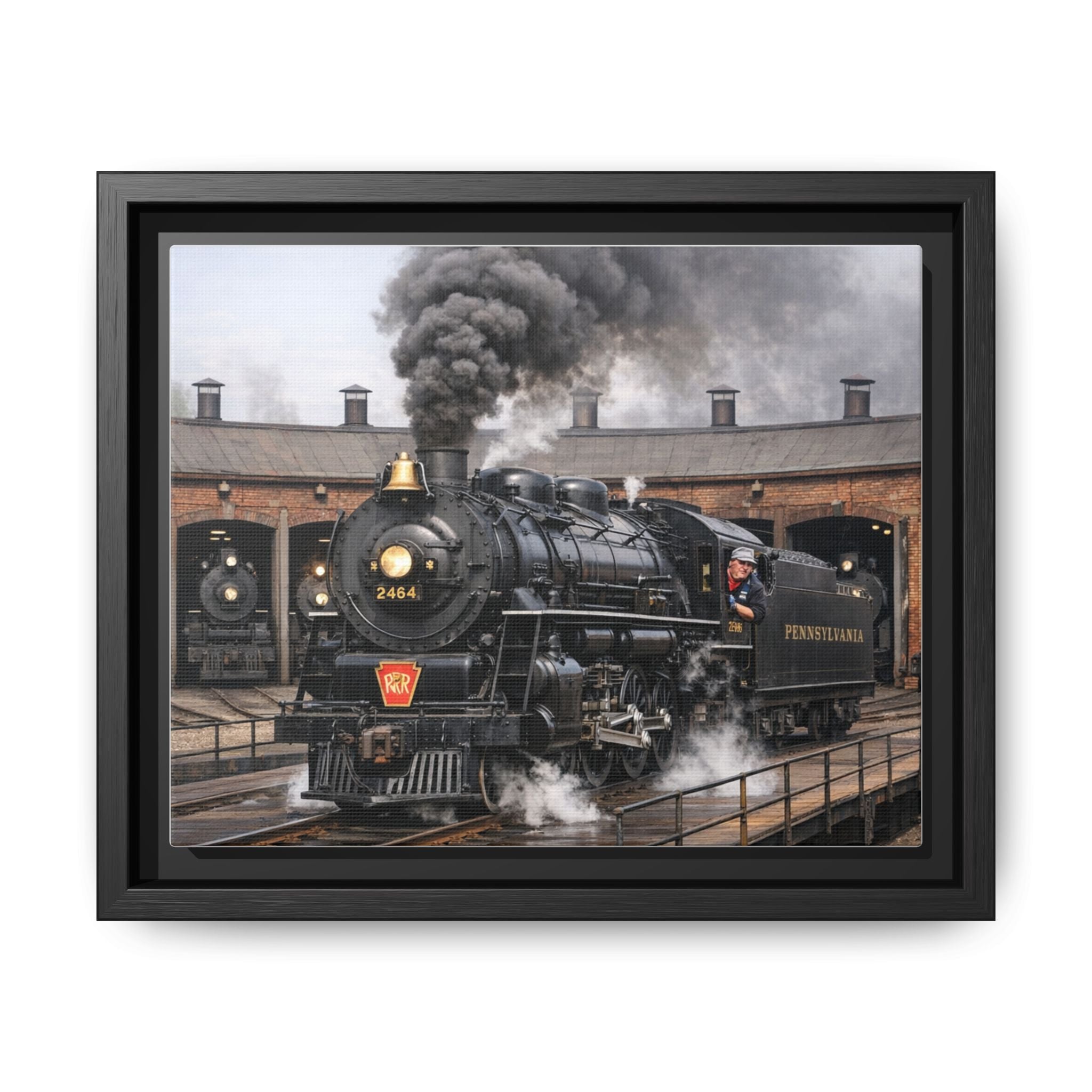Framed Steam Train/Matte Canvas60 (Multi-color)