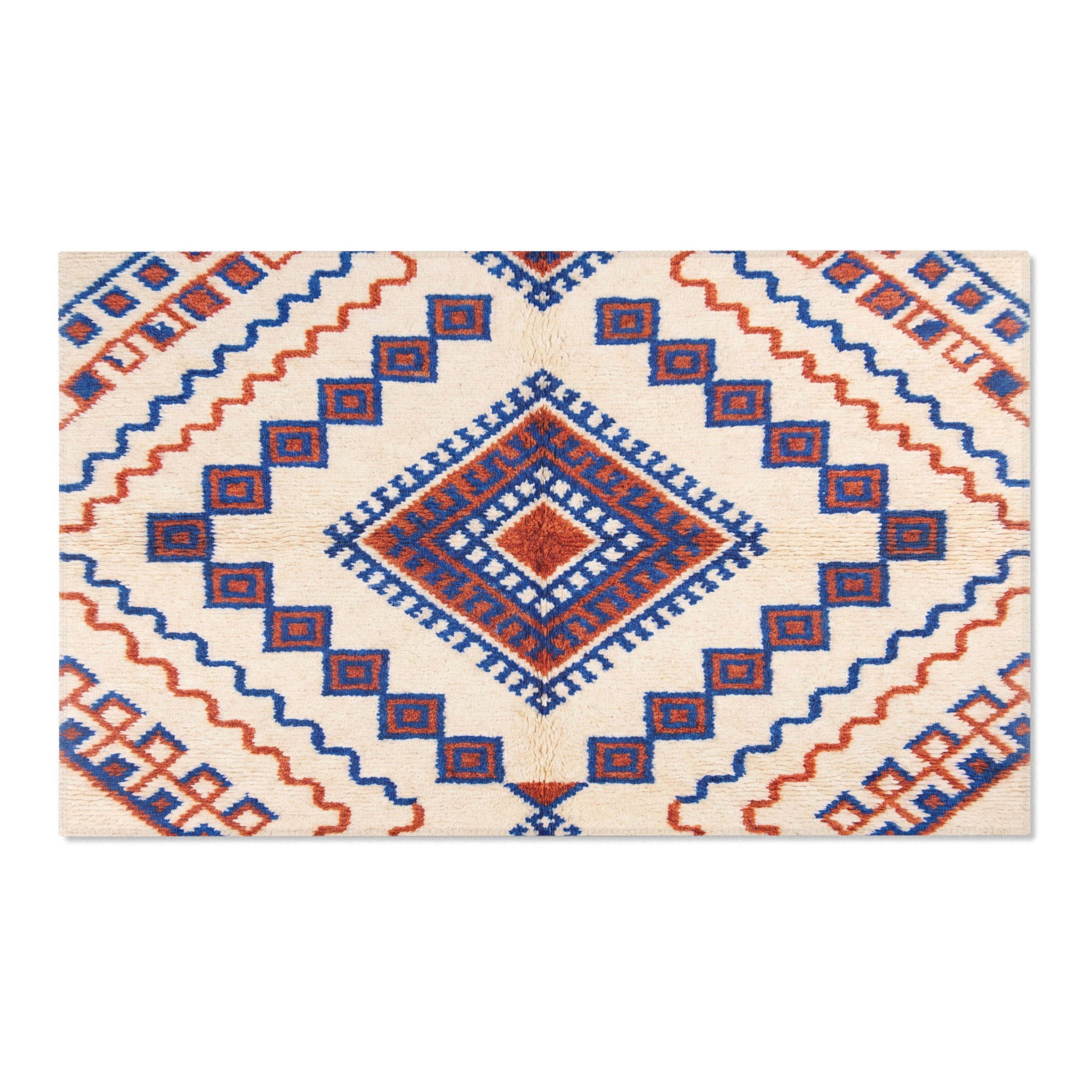 Southwestern Diamond Pattern Area Rug | Blue Rust Geometric