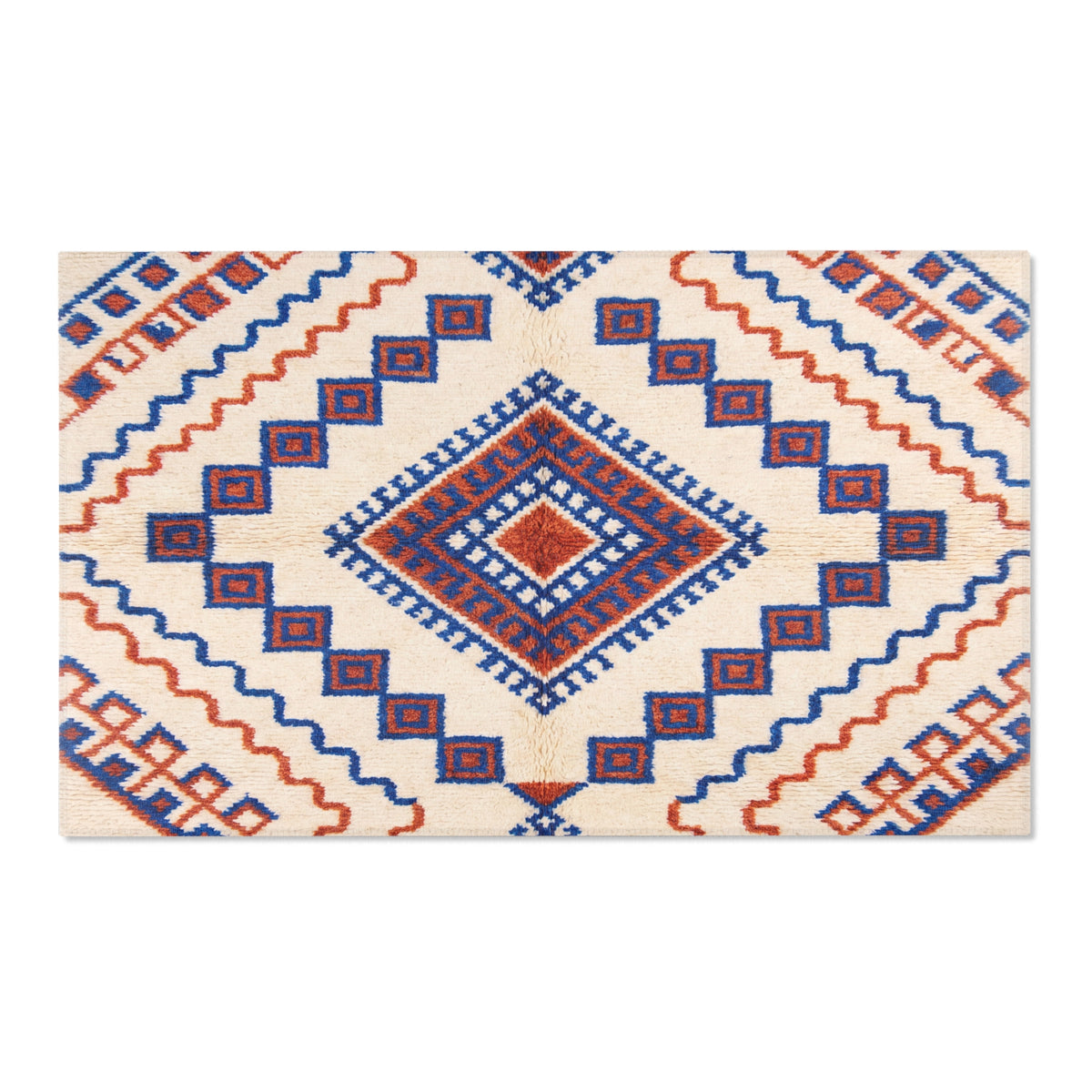 Southwestern Diamond Pattern Area Rug | Blue Rust Geometric