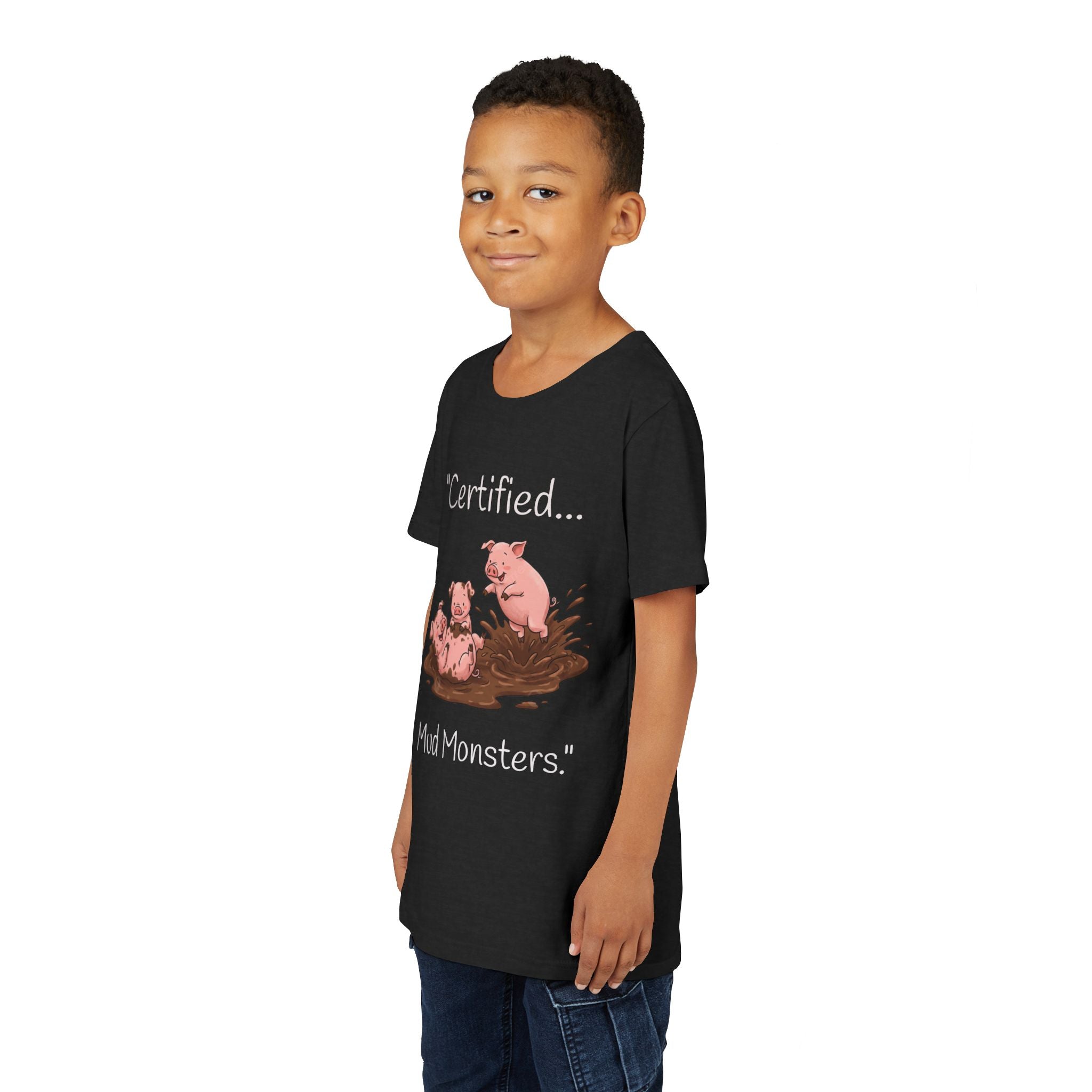 Youth Tee / "Certified Mud Monsters" Playful Piglets Graphic