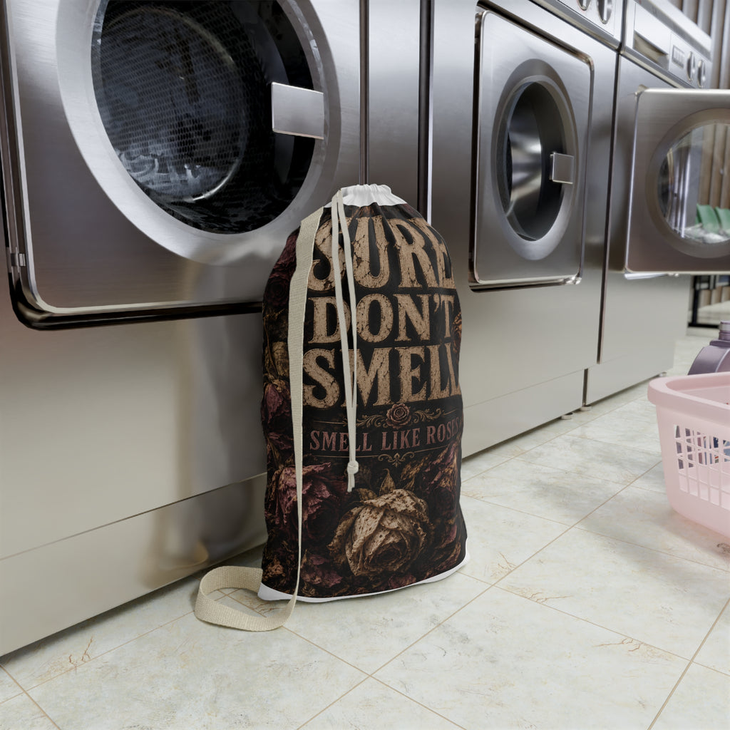 Laundry Bag — "Clothes Smell Spring Fresh" Floral Drawstring Bag