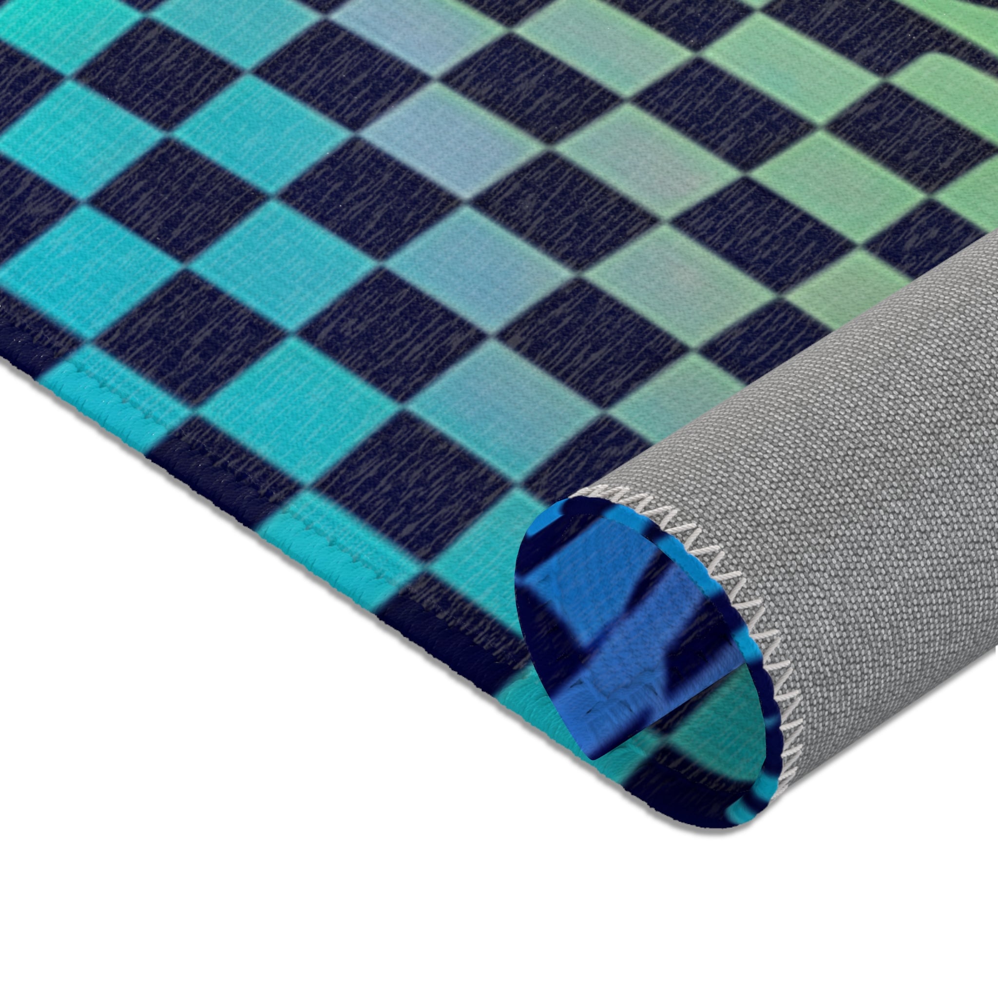 Psychedelic Wavy Checkerboard Area Rug | Trippy Optical Illusion Pattern