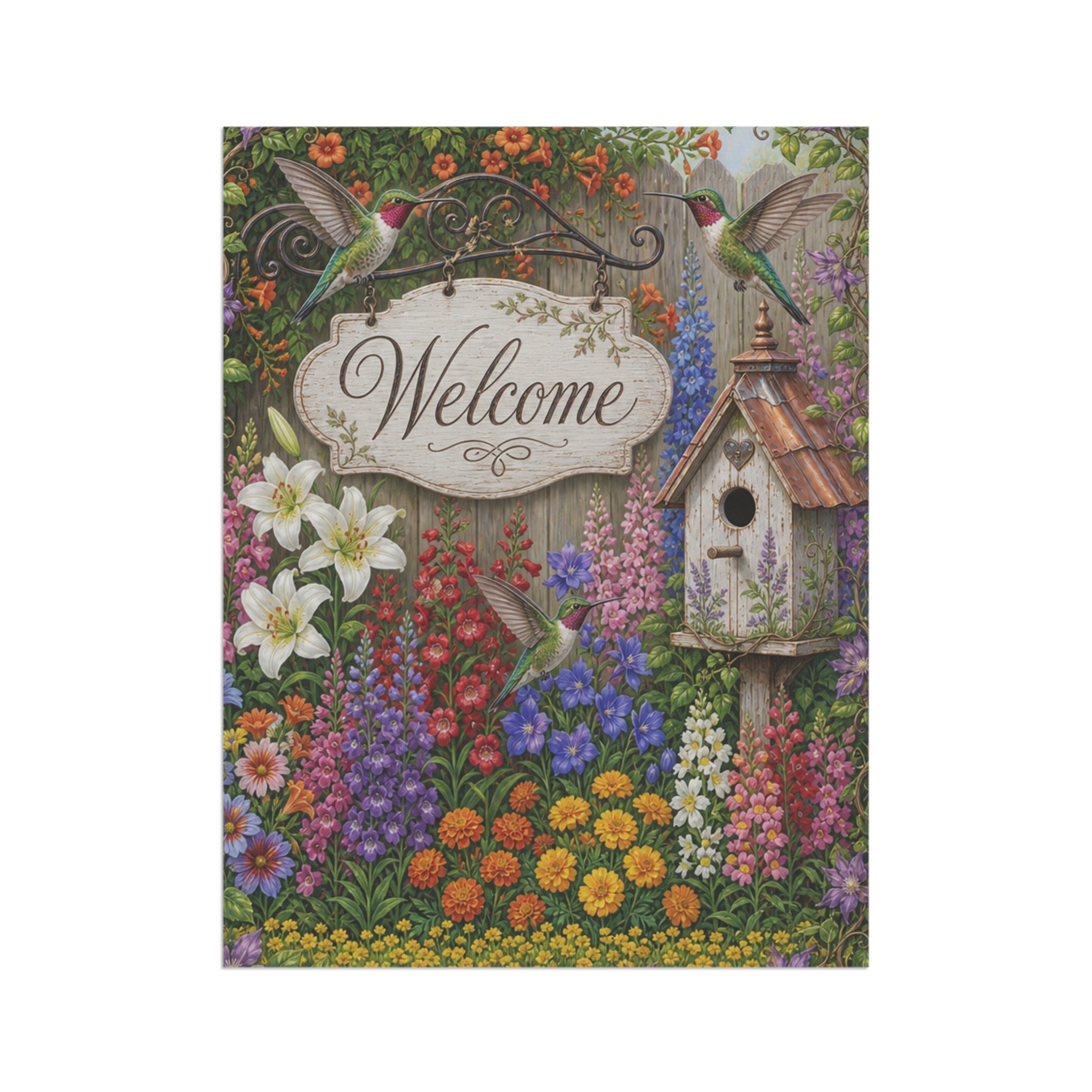 Cottage Garden Floral Banner | House Welcome Flag