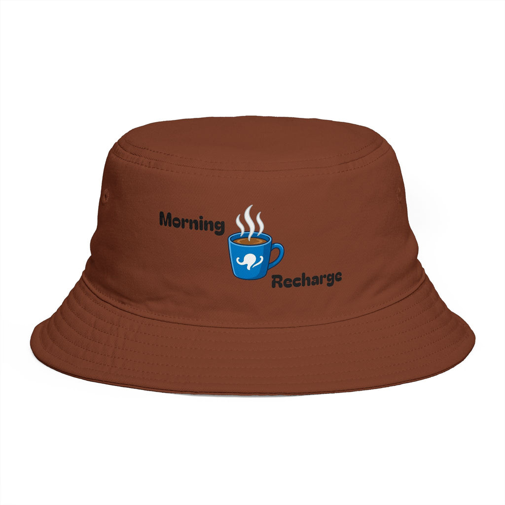 Morning Recharge Coffee Cup Bucket Hat | Steaming Coffee Graphic