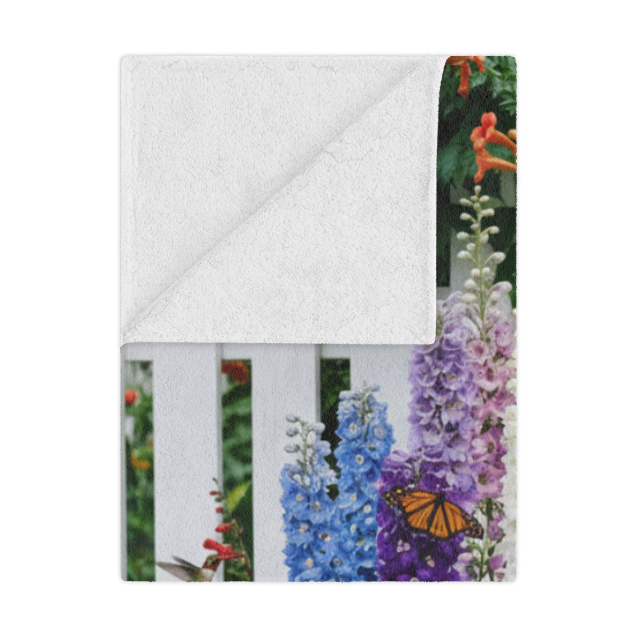 Floral Garden Minky Blanket/ Colorful Lupines & Butterfly Throw