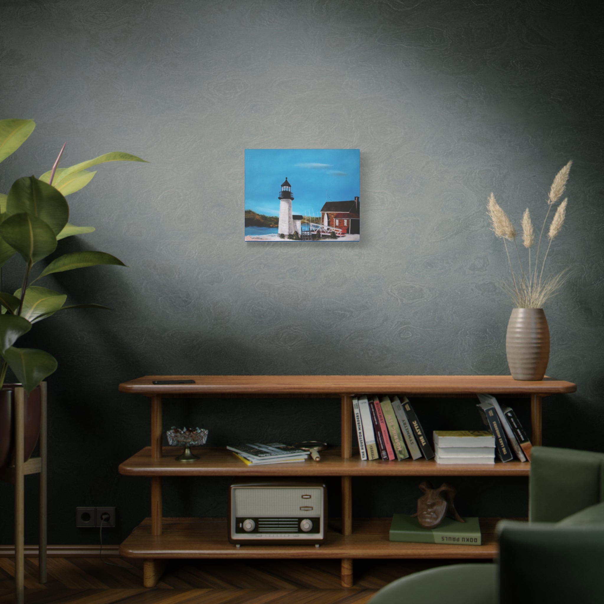 Lighthouse Coastal Painting Canvas | Matte Stretched Wall Art