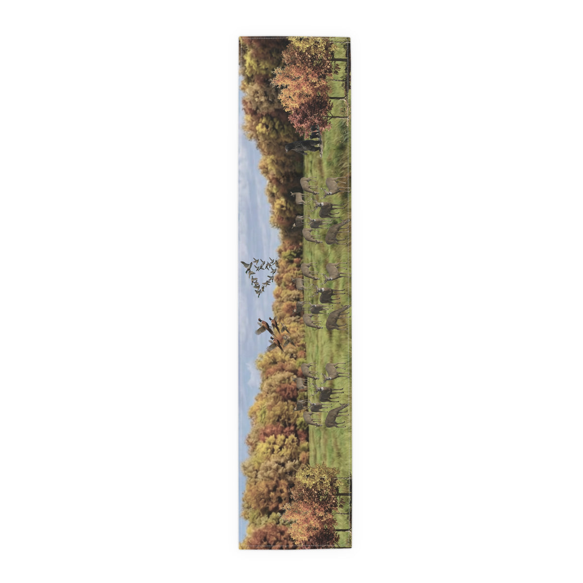 Fall Deer Table Runner | Autumn Wildlife Dining Decor (Cotton & Poly)