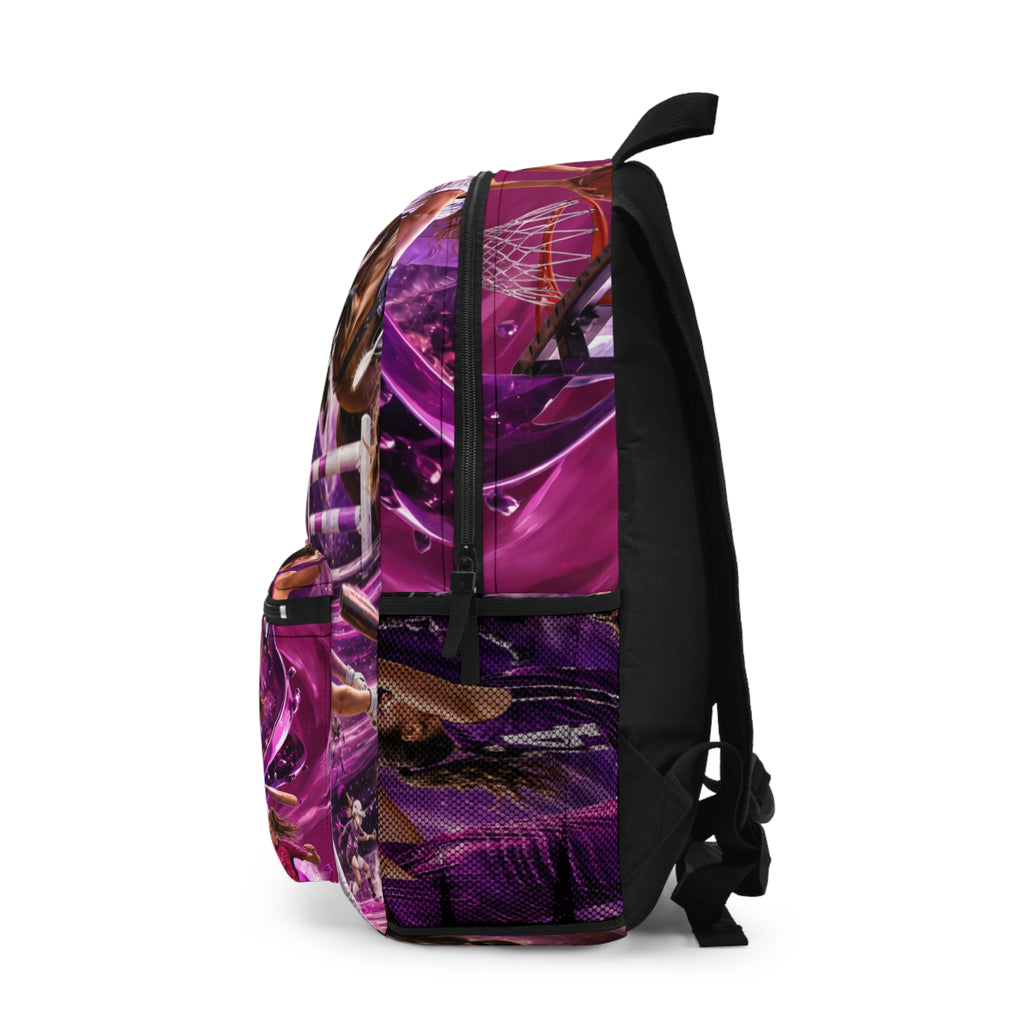 Girls Sporty Collage Backpack | Purple Sports Action