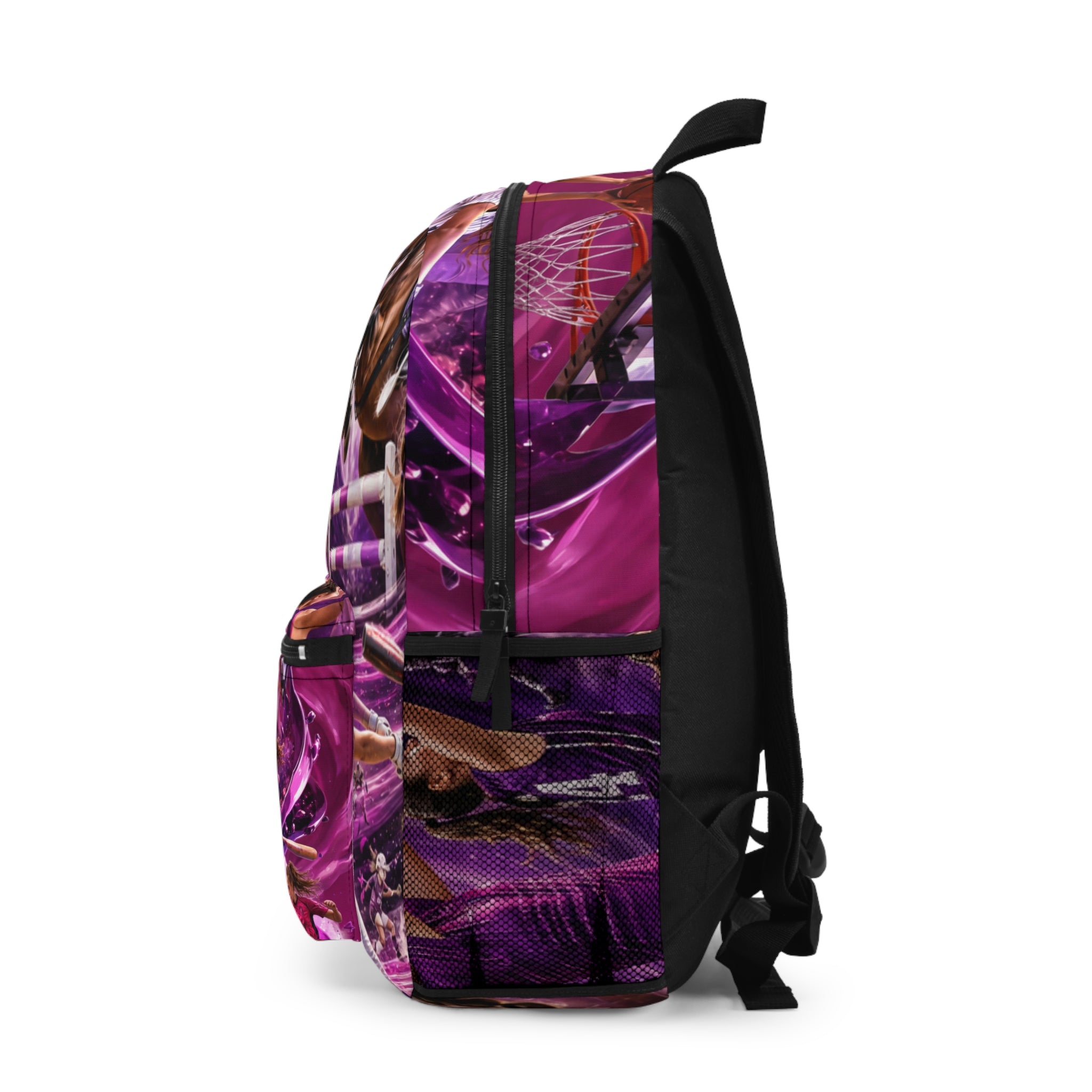 Girls Sporty Collage Backpack | Purple Sports Action
