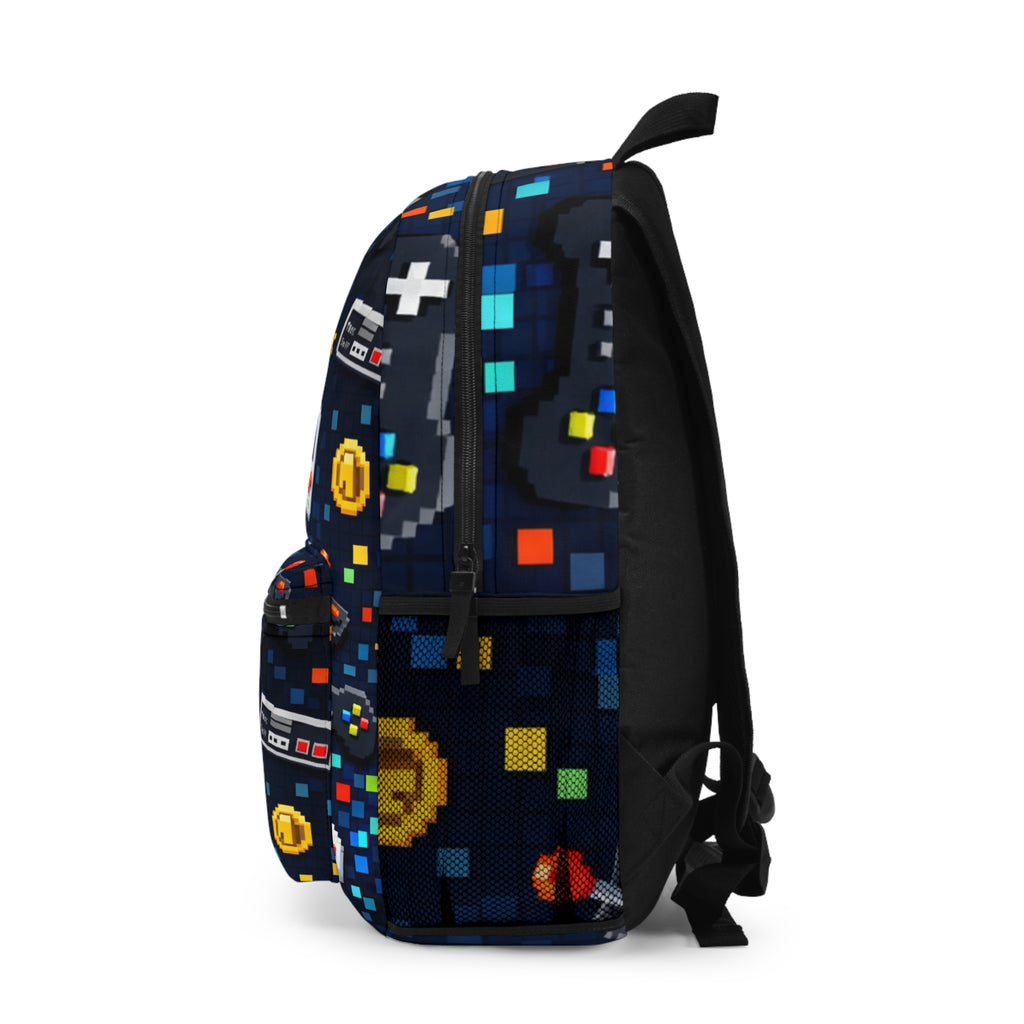 Retro Gaming Pixel Pattern Backpack | Game Controller, Handheld Console