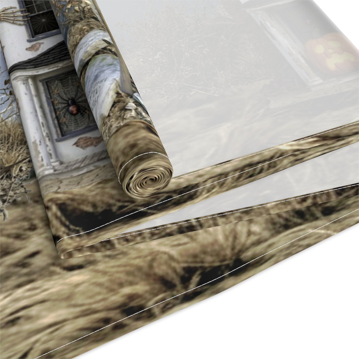 Haunted Mansion Table Runner | Moonlit Gothic Scene – Spooky Halloween Table Decor