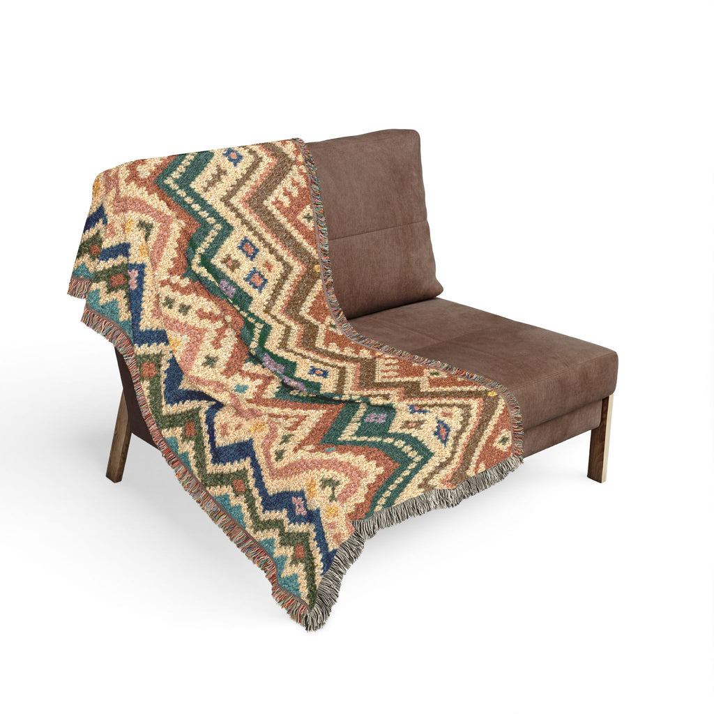 Southwestern Chevron Woven Blanket - Aztec Zigzag
