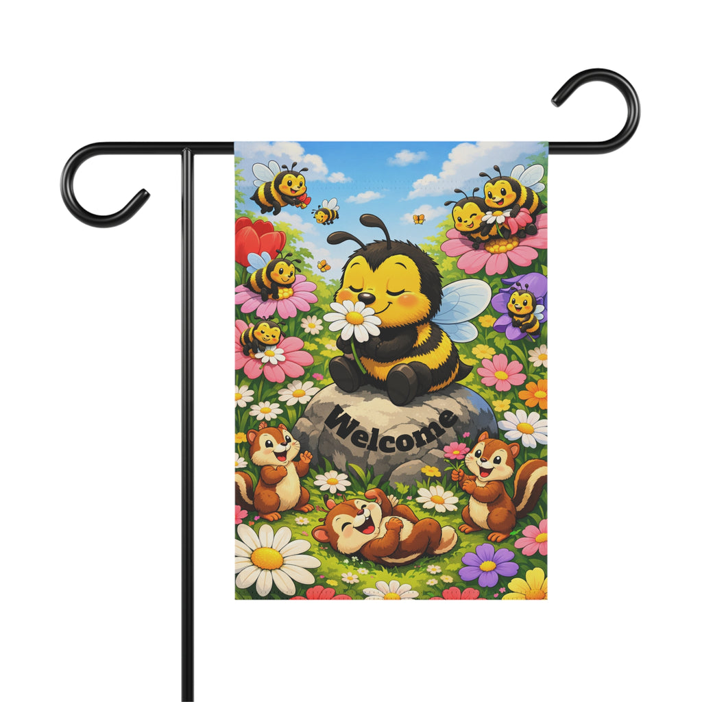 Cute Bee Welcome Garden Flag | House Banner, Floral Spring Decor