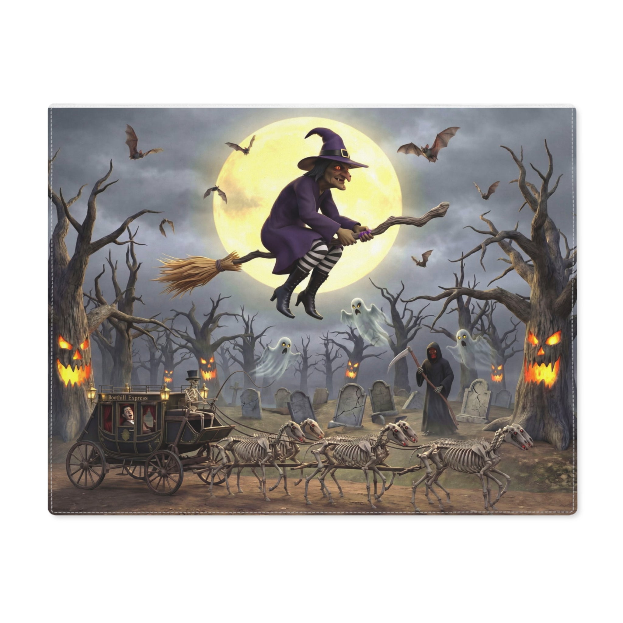 Halloween Witch Placemat — Spooky Graveyard Table Decor