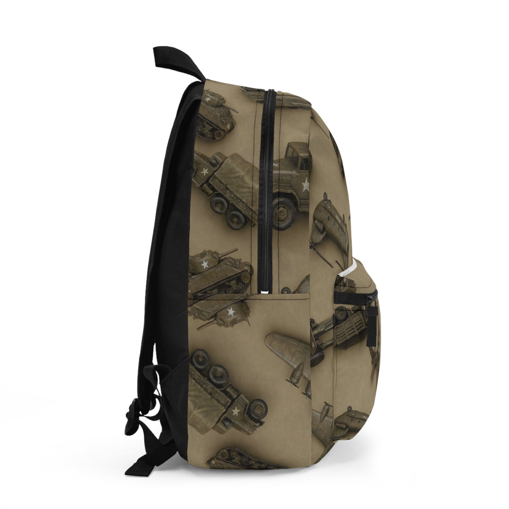 Vintage Military Tanks and Planes Backpack | Camouflage Army Pattern