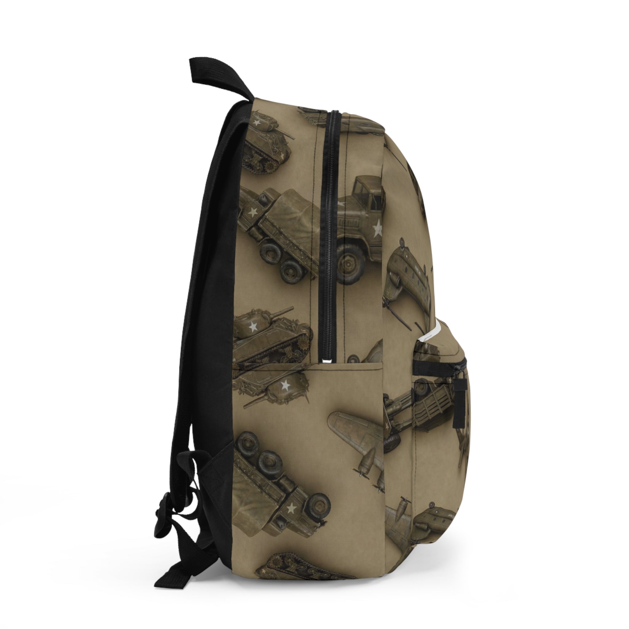 Vintage Military Tanks and Planes Backpack | Camouflage Army Pattern