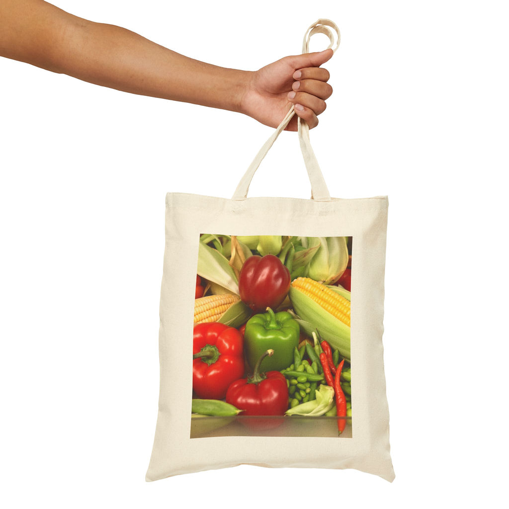 Canvas Tote Bag / Fresh Veggies Market Print | Farmers Market Grocery Tote