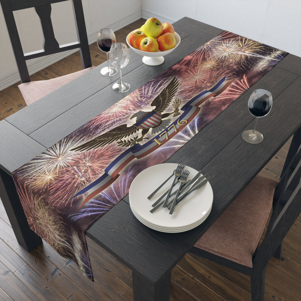American Eagle with Fireworks Table Runner | Cotton Poly