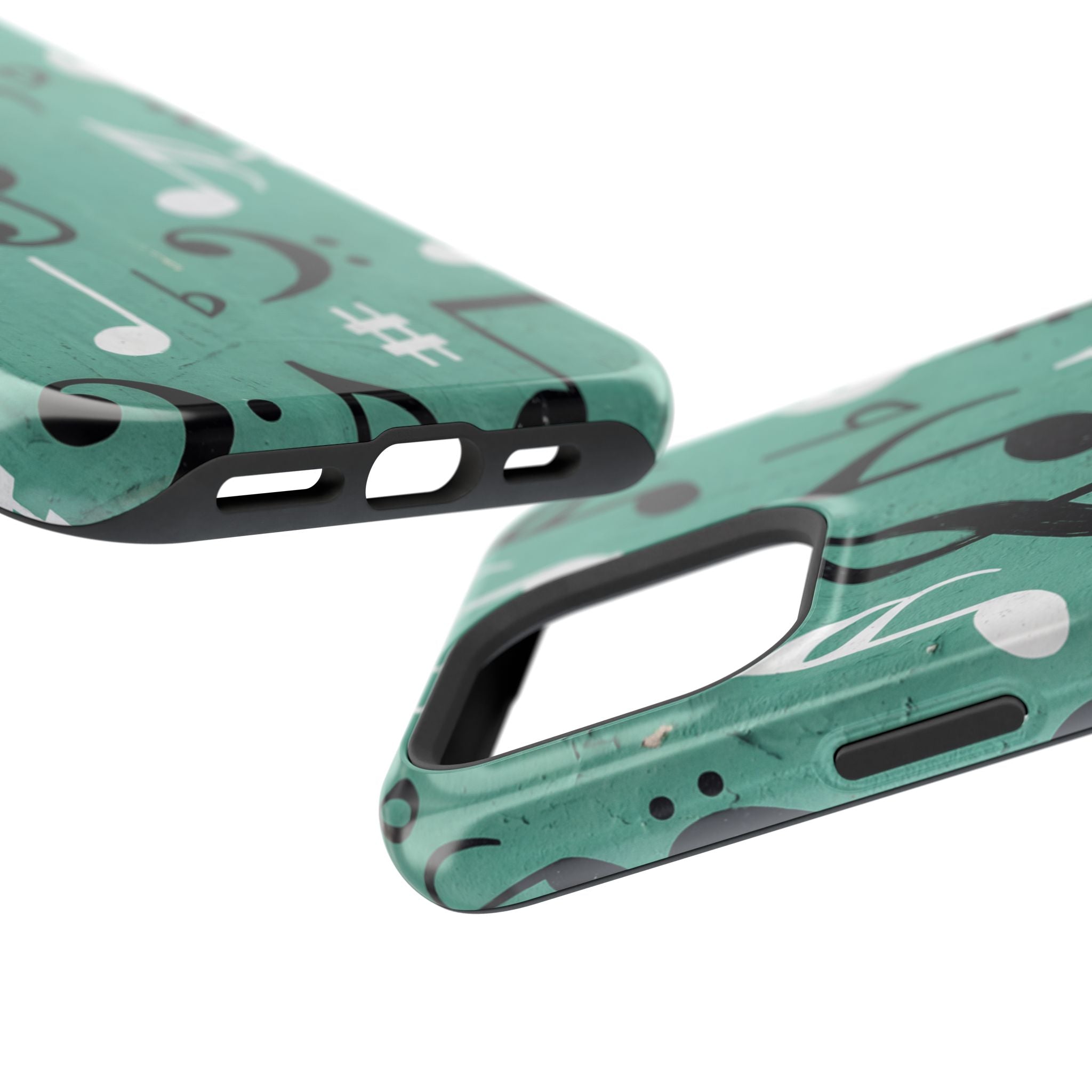Teal Music Notes Phone Case | Impact-Resistant Case
