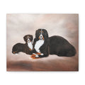Bernese Mountain Dogs Painting Canvas, Matte Stretched Wall Art