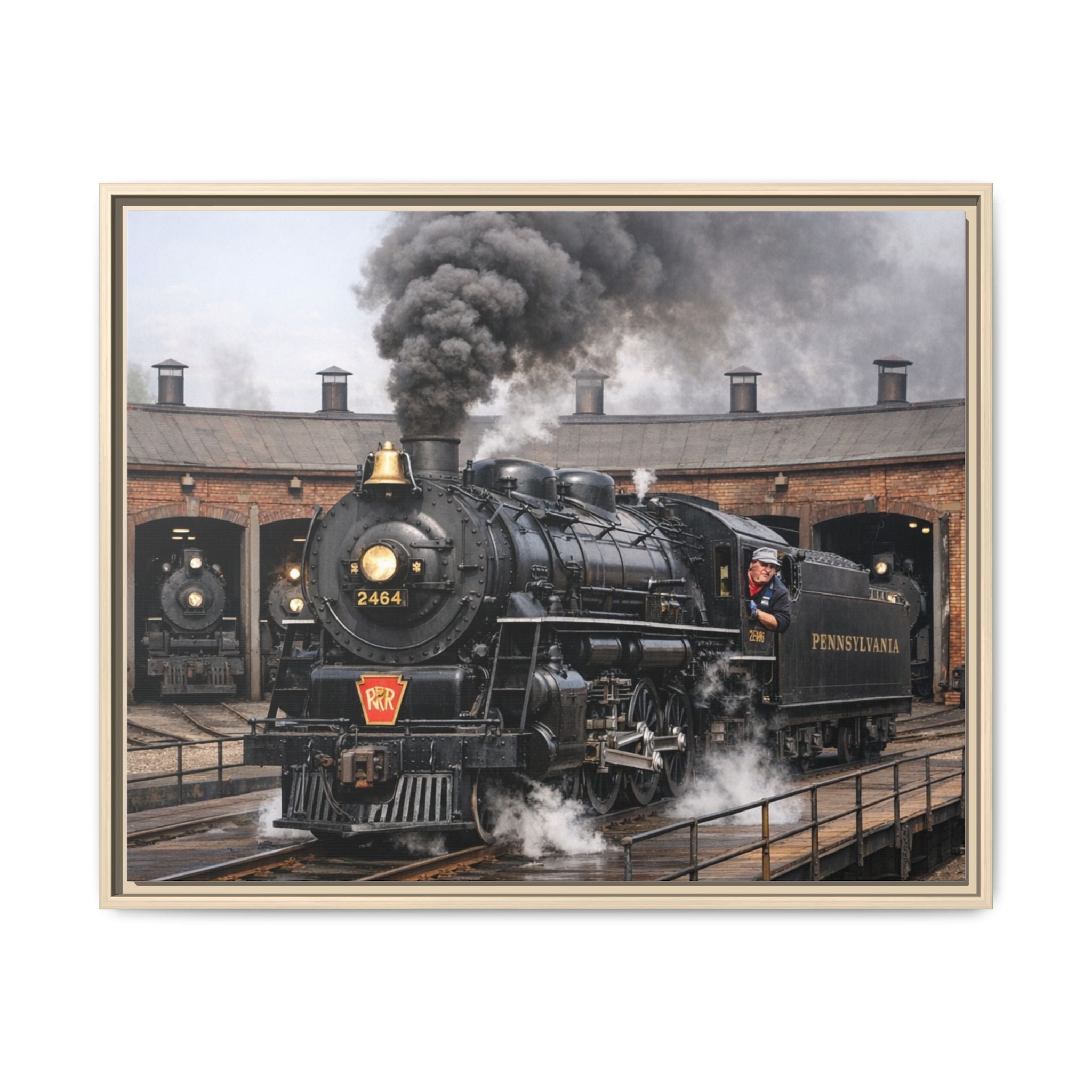 Framed Steam Train/Matte Canvas60 (Multi-color)