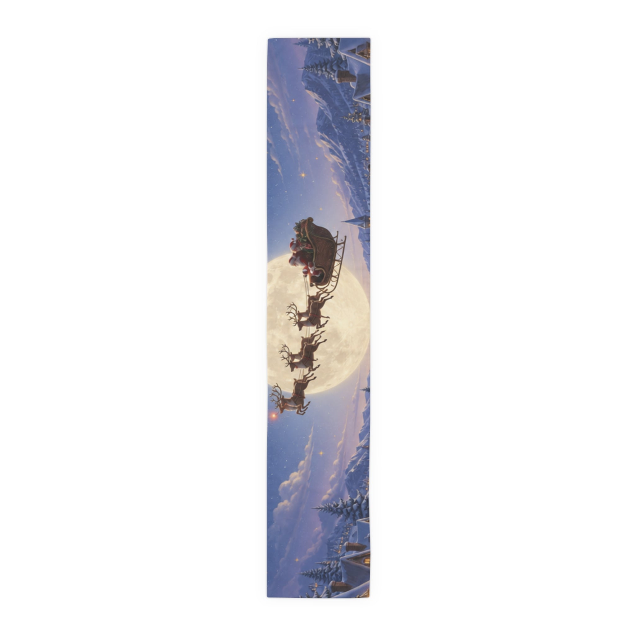Santa and Reindeer Moonlit Scene Table Runner