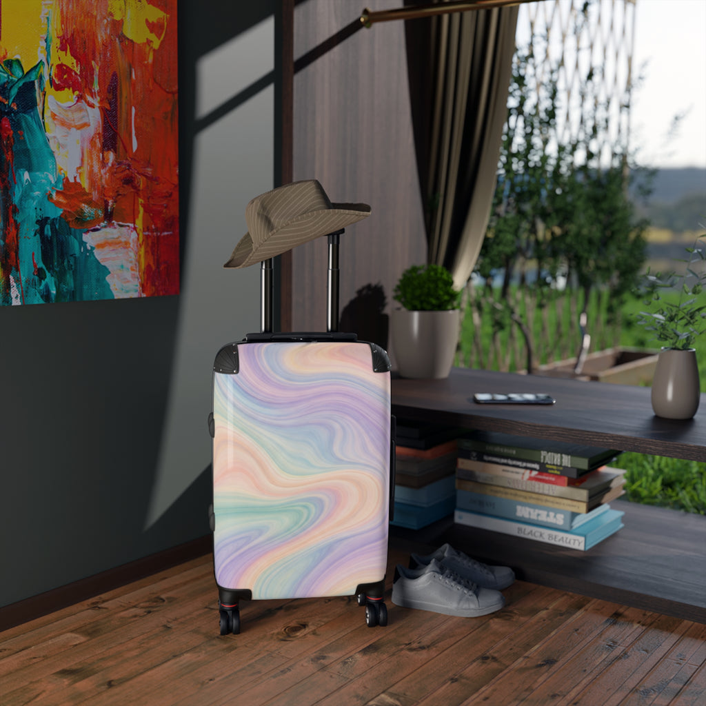 Psychedelic Swirl Colorful Marble Suitcase | Retro Travel Luggage