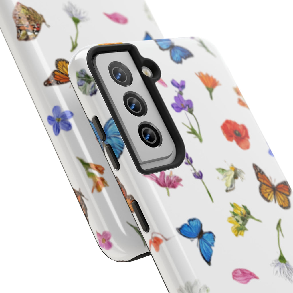 Butterfly Meadow Tough Phone Case / Floral Protective Phone Cover
