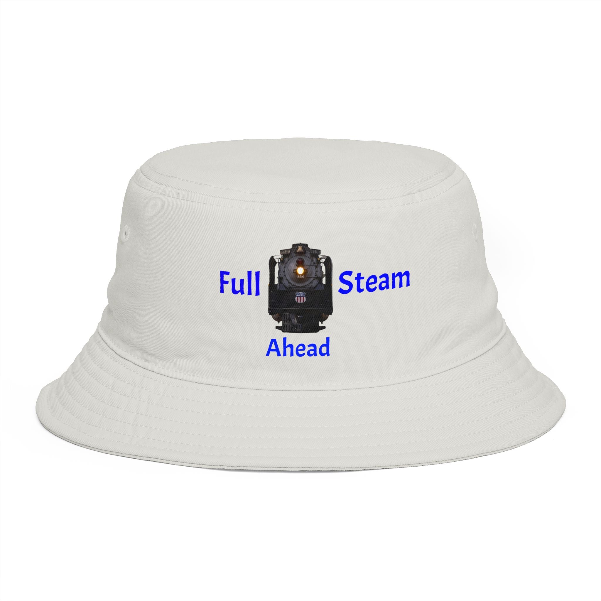 Full Steam Ahead train graphic Bucket Hat | steam locomotive motif
