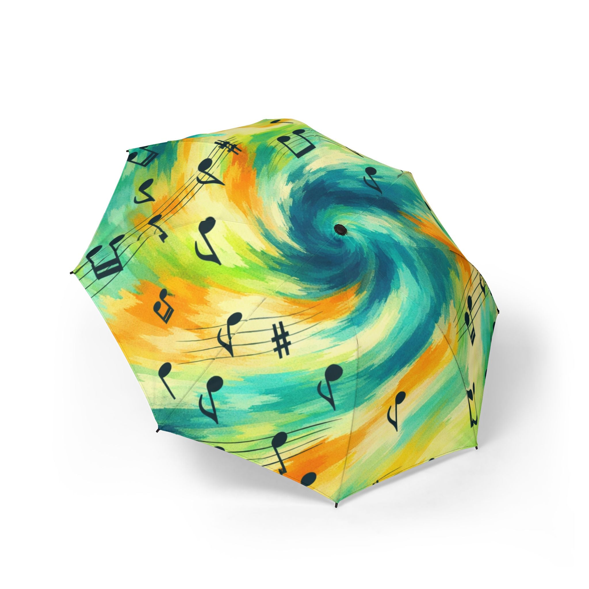 Musical Notes Swirl Umbrella | Colorful Music Pattern Foldable Umbrella