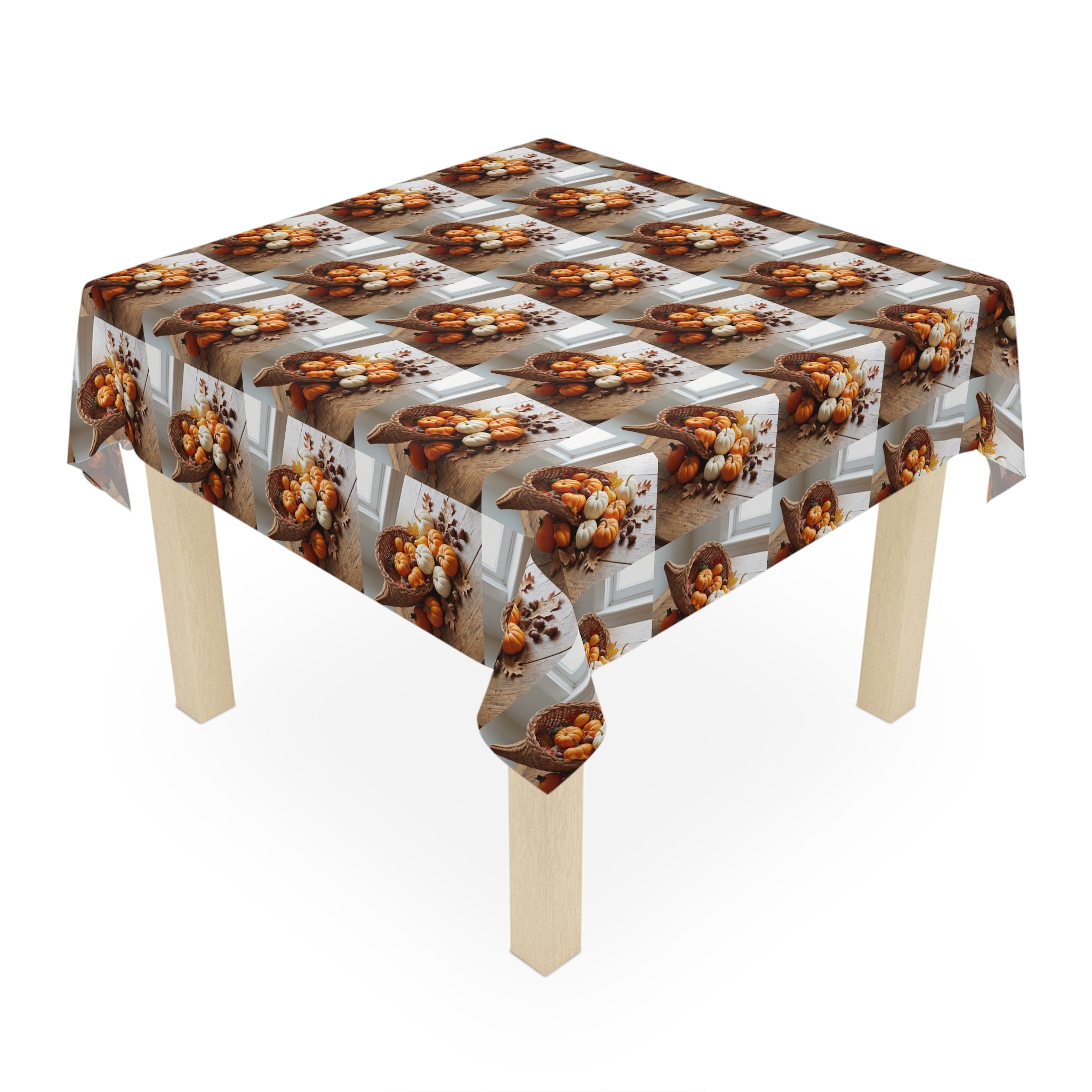 Fall Cornucopia Tablecloth / Harvest Thanksgiving Autumn Pumpkin Centerpiece Print