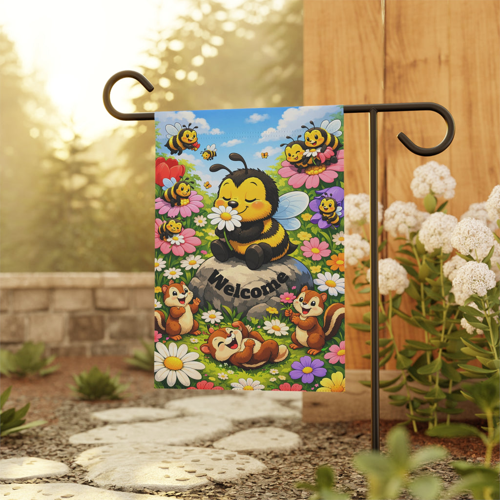 Cute Bee Welcome Garden Flag | House Banner, Floral Spring Decor