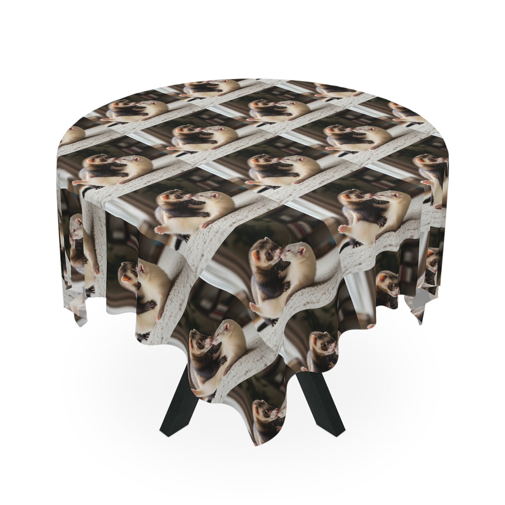 Cozy Ferret Pattern Tablecloth / Cute Repeating Ferret Print
